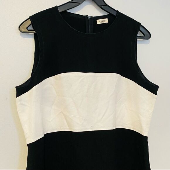 L'agence Sheath Black White Bodice Colorblock Dress Size 8 - Picture 2 of 7